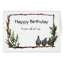 Pigeons on Twig Birthday Card