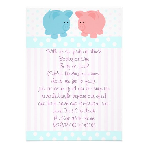 Piggies of Pink and Blue Personalized Invites