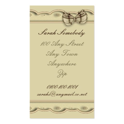 Piggy and I Vintage Photography Business Card (back side)