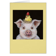 piggy and peep with strawberry card