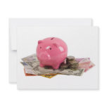 Piggy bank and money personalized invites