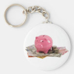 Piggy bank and money keychains