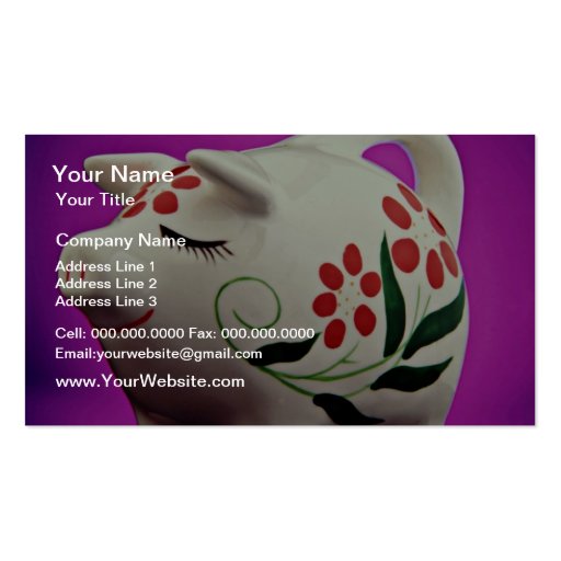 Piggy bank  flowers business card (front side)