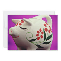 Piggy bank  flowers personalized invitations