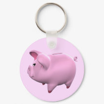 Piggy Bank Toon Keychain by mariannegilliand Piggy Bank Toon Keychain