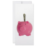 Piggy bank with money rack card