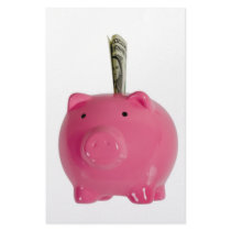 Piggy bank with money personalized stationery