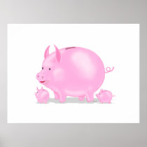 Piggy Bank With Piglets posters