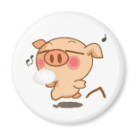 Piggy Pirouettes Refrigerator Magnet