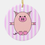 Piggy Power - Pink Piggies and Stripes Ornaments