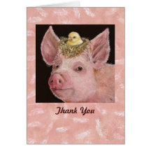 Piggy thank you notecard