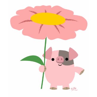 Piggy with a gift (pink) children T-shirt shirt