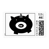 piggybank postage stamps