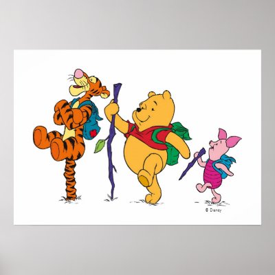 Piglet, Tigger, and Winnie the Pooh Hiking posters