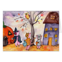 Piglets Trick or Treat Greeting Cards