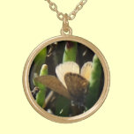 Pigmy Blue under Glass Gold Pendant necklaces