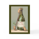 Pigs and Champagne; Cute Funny Vintage New Year's Card