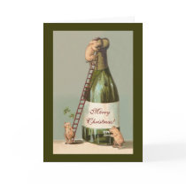 Pigs and Champagne; Funny Vintage Christmas Greeting Cards