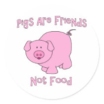 Pigs Are Friends, Not Food PETA Round Stickers