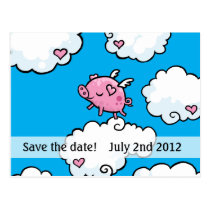 pigs do fly save the date postcard postcards