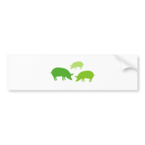 Pigs Looking for Food (Green) Bumper Stickers