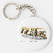 Pigs on Ice - God Jul Keychain