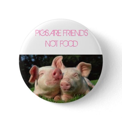 pigs, PIGS ARE FRIENDS NOT FOOD Button