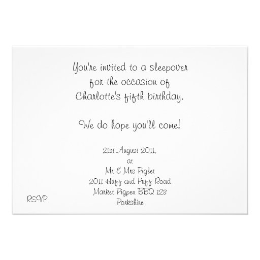 Pigs sleeping, sleepover invitation