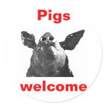 Pigs welcome round sticker