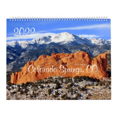 Pikes Peak Mountain, Colorado Springs, CO Wall Calendar by beverlytazangel