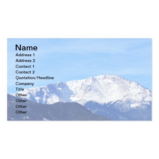 Pikes Peak Mountain, Colorado Springs, Colo Business Card (front side)
