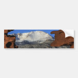 Pikes Peak seen through keyhole rock formation Bumper Stickers