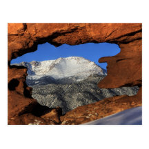 Pikes Peak seen through keyhole rock formation Post Cards