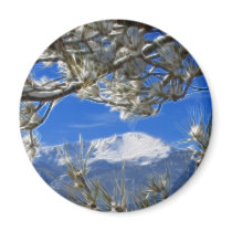 Pikes Peak Winter Snow Covered Fractal Art Refrigerator Magnet