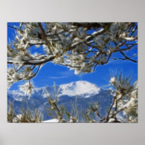 Pikes Peak Winter Snow Covered Fractal Art Print