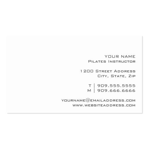 PILATES Instructor Business Card (back side)
