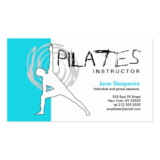 Pilates Instructor Business Card Blue (front side)