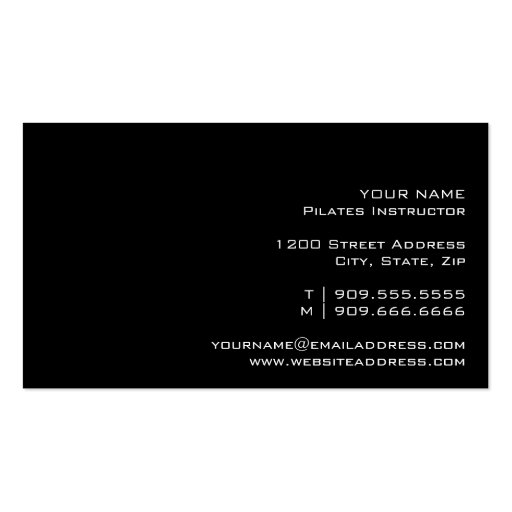 PILATES Instructor Simple & Plain Business Card (back side)