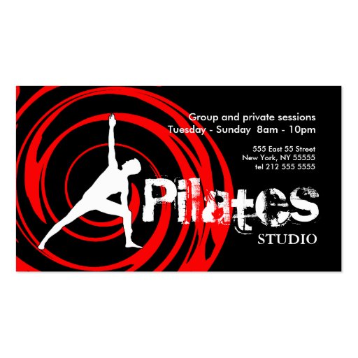 Pilates Studio Business Card Black Red (front side)