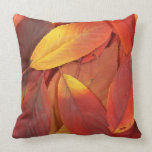 Pile of red autumn leaves closeup pillow
