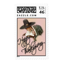 Pilgram Couple, Happy Thanksgiving Holiday postage