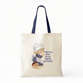 Pilgrim girl praying to Jesus bag