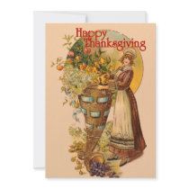 Pilgrim Girl Thanksgiving Party Invitation
