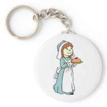 Pilgrim Woman Thanksgiving Dinner Keychains