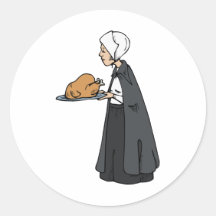 Pilgrim Woman with Turkey Sticker