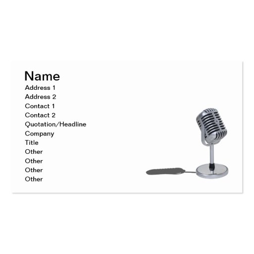 Pill Microphone Business Card Templates (front side)