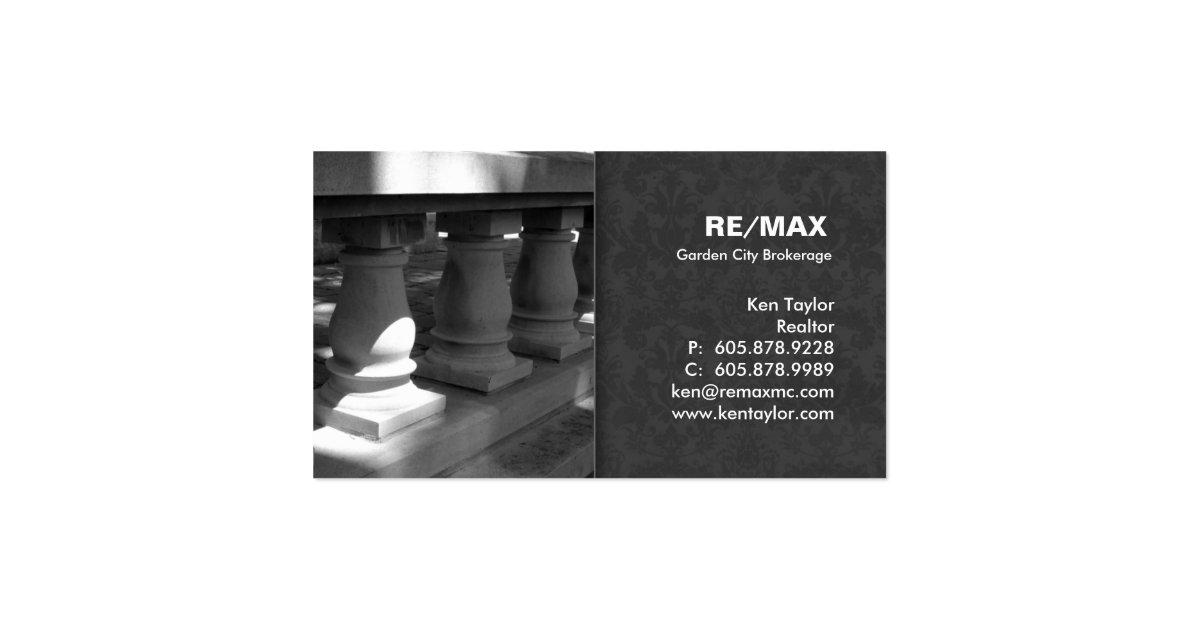 Pillars Architect Business Card Gray Damask Zazzle