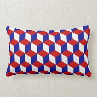 Pillow - Block illusion in red, white, and blue