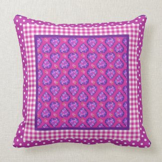 Pillow, Hearts and Flowers, Checks and Polka Dots
