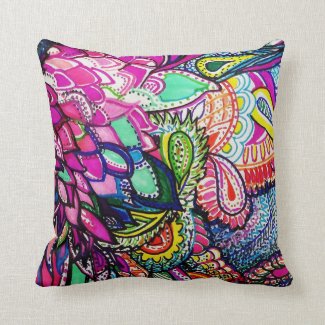 Pillow Hummingbird Zen Tangle by Michele Zurine